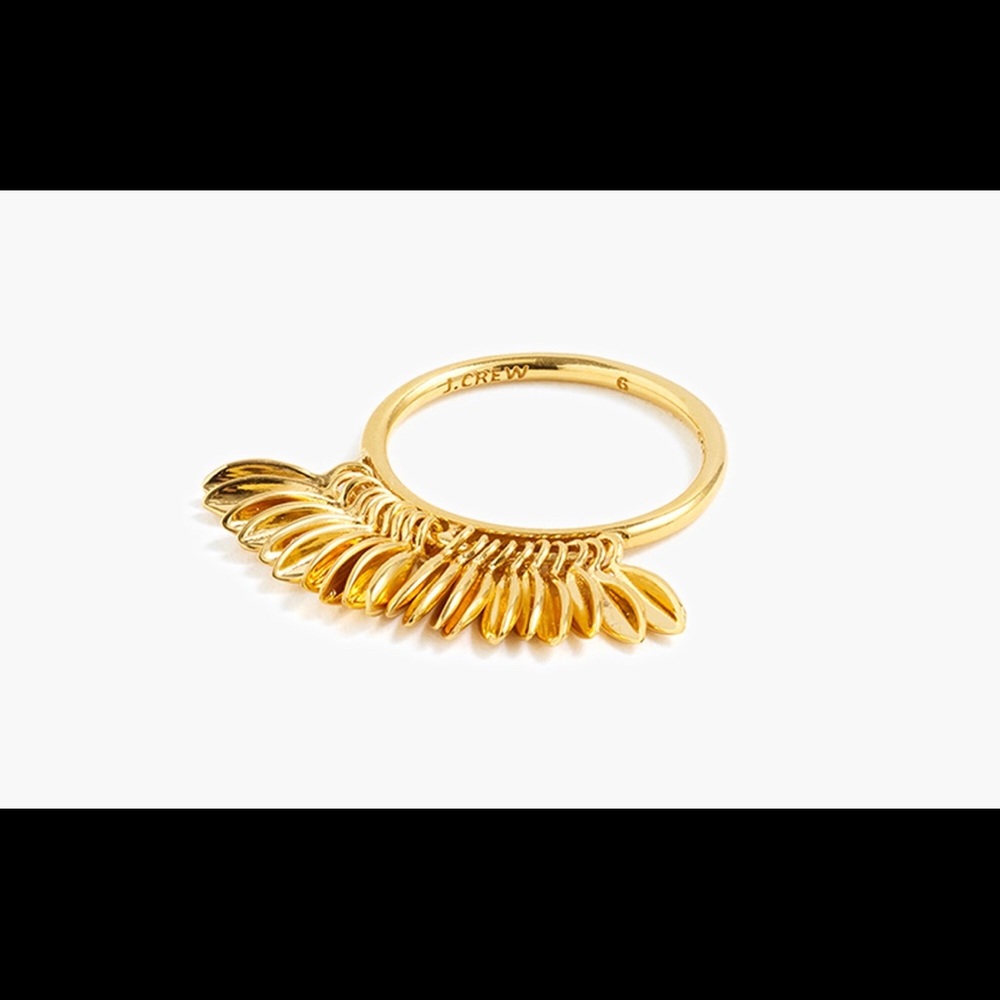 J.Crew 14k Gold-plated Leaf Fringe Ring Feather Demi-fine